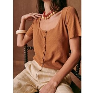 Sezane Brown Button-Up Top